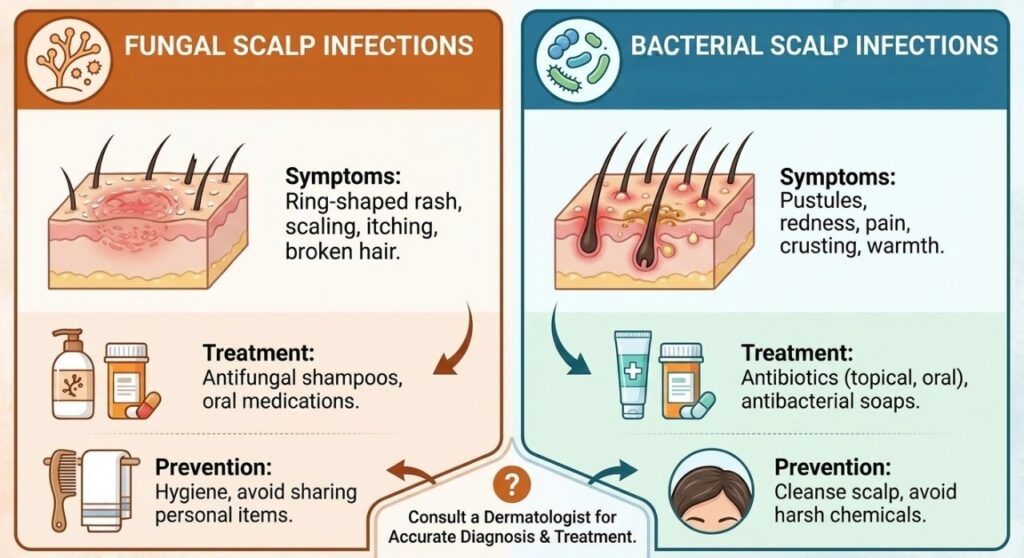 Fungal vs Bacterial Scalp Infections