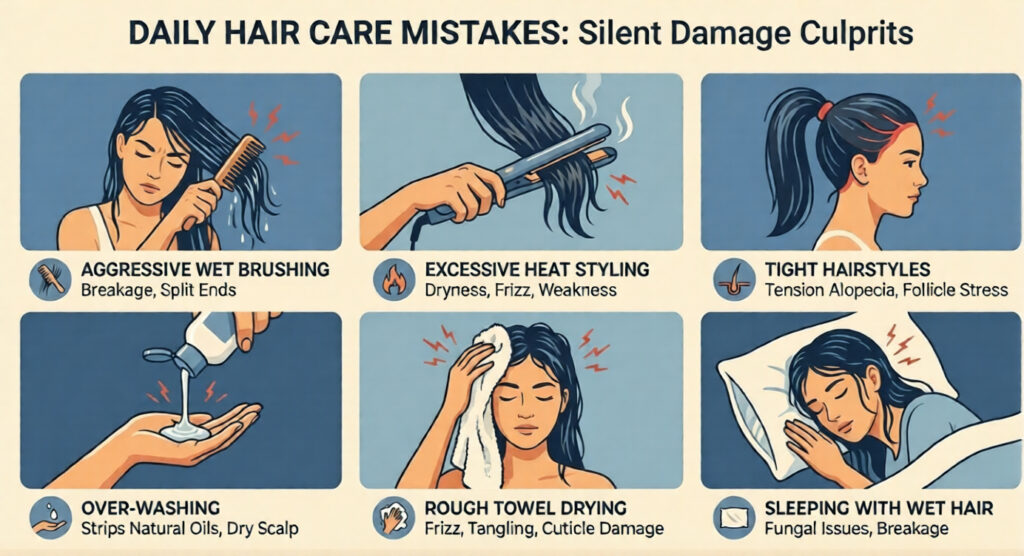 Hair Care Mistakes That Damage Your Hair